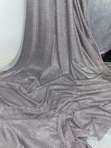 1 mtr baby pink/silver sparkly moonlight,stretch dress fabric 58”wide (147cm) C - Picture 1 of 4