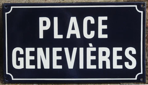 Old vintage French enamel street sign road plaque Genevières juniper berries gin Cover