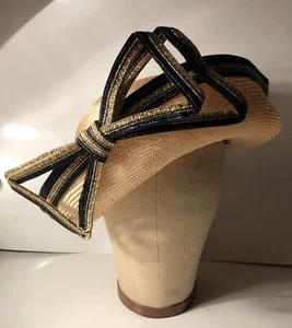 Mysha Straw Hat Designed By b Michael Asymmetrical Summer Straw Church Hat - Picture 1 of 7