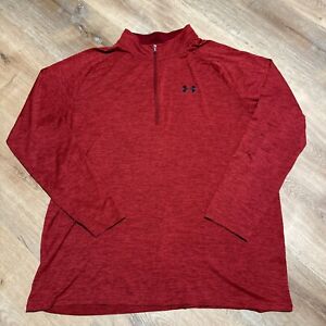 Under Armour Sweater Mens 3XL Heatgear Red Loose Quarter Zip Sweatshirt