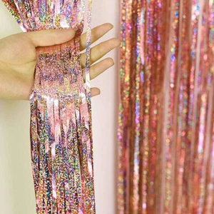 Colorful Metallic Fringe Tinsel Curtain Foil Tasse Wedding Party Backdrop Decor - Picture 1 of 10