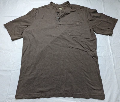 Wolverine Shirt Men's XL Tall Brown Henley Short Sleeve Buttons T-shirt - Изображение 1 из 4