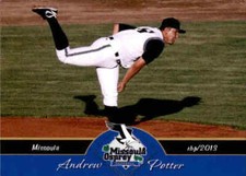2013 Missoula Osprey Grandstand #28 Andrew Potter Lancaster California CA Card