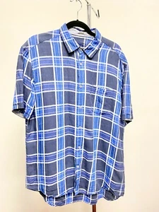 BUGATCHI UOMO Hemd blau weiß kariert Leinenform Button-Down LARGE L - Bild 1 von 6