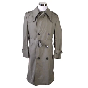 US Marine Corps Mens Trench Coat 34S Pewter All Weather Cotton Blend - Picture 1 of 9