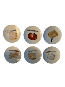 Vintage 6 Käse Vorspeise Teller Set 4" Japan *einige Gebrauchsspuren auf der Vorderseite Transfers* - Bild 1 von 11