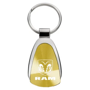 Dodge Ram Keychain & Keyring - Gold Teardrop Chrome Shiny Key Chain Key Fob - Picture 1 of 3