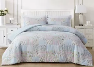 Chezmoi Collection Holly Floral Print Patchwork Cotton Lightweight Comforter Set - Picture 1 of 9