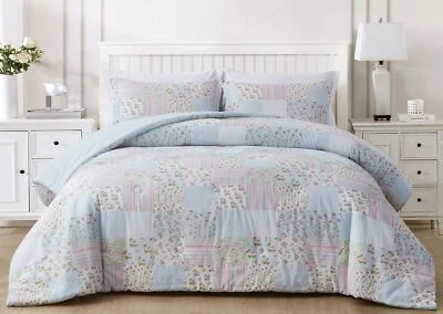 Chezmoi Collection Holly Floral Print Patchwork Cotton Lightweight Comforter Set - Image 1 of 4