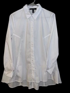 Ellen Tracy White Button-Down Tunic Blouse Long Sleeve Flowy Shirt S - Picture 1 of 7