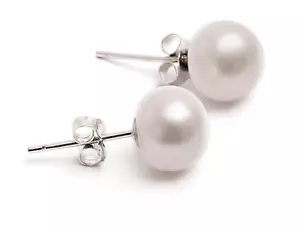 Huge 13mm Natural South Sea Genuine White Flat Bottom Pearl Stud Earring 0118AAA - Picture 1 of 1