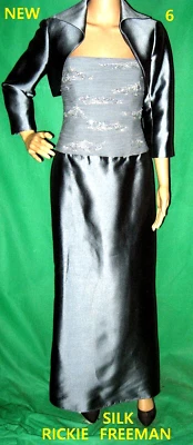 NEW 6 dress SHANTUNG SILK SEQUIN set TERI JON crop MERMAID jacket maxi mob - Image 1 of 4