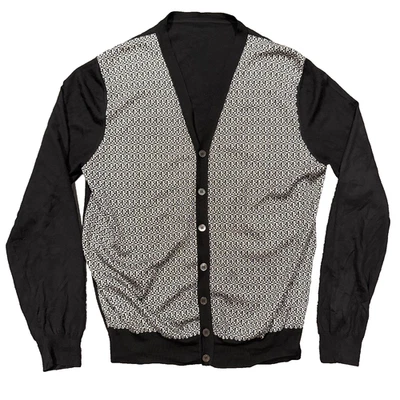 Salvatore Ferragamo шерсти шелк черный серый кардиган сделано в Италии мужской размер XXL 2XL - Изображение 1 из 4