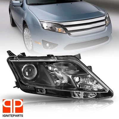 Headlight Assembly Halogen For 2010 2011 2012 Ford Fusion Black Right/Passenger - Imagem 1 de 4