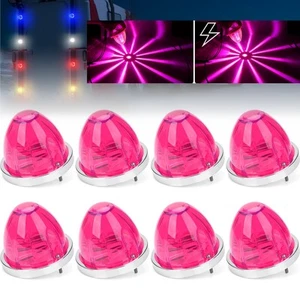 LED Watermelon Side Marker Clearance Lights Pink DRL Strobe Lamps Truck Trailer - Picture 1 of 9