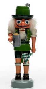 VEB Hodrewa Rothenthal Oktoberfest Beer Holding Nutcracker 8.5in Green Vintage - Picture 1 of 15