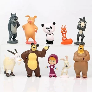 Masha And The Bear Sciuridae Goat Cartoon 10PCS Action Figure Kids Toy Doll Gift - Picture 1 of 4