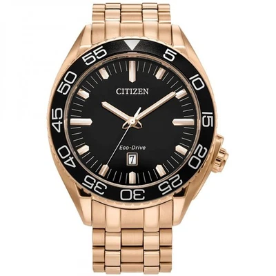 Citizen Men's Watch Carson Eco-Drive Black Dial Rose Gold Bracelet AW1773-55E - Image 1 of 3
