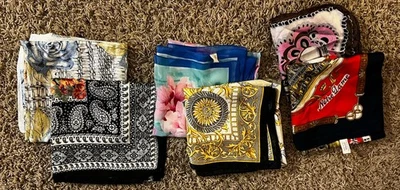 6 ЖЕНЩИН ВИНТАЖНЫЕ ШАРФЫ лот смесь полиэстера - Изображение 1 из 4