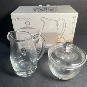 NEW Michelangelo Masterpiece Luigi Bormioli Glass Sugar and Creamer Set W/ Box - Picture 1 of 6