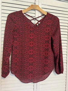 CATO Women's Size XS Xsmall shirt Blouse top Peasant Boho pullover Long sleeve - Picture 1 of 7