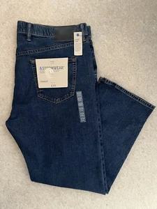 MARKS & SPENCER JEANS UOMO BLU TAGLIO DRITTO STORMWEAR vita 42” gamba 29” nuovo con etichette - Foto 1 di 9