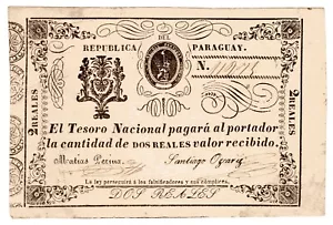 Paraguay P-19 2 echte 1865 hochwertiger Zustand - Bild 1 von 5