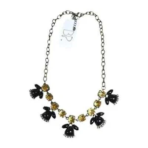 BP NORDSTROM DARK GOLD BRASS PLATED BLACK CHAMPAGNE COLLAR NECKLACE NWT - Picture 1 of 3