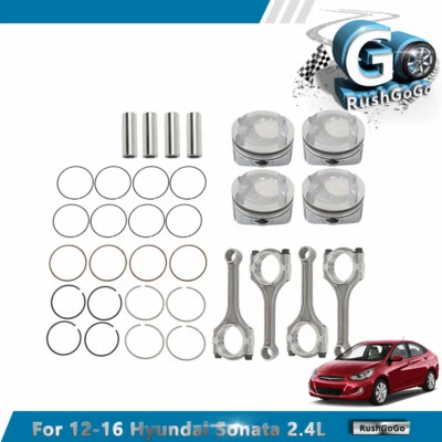 Kit de pistón y varilla de conexión de 4 piezas para Hyundai Sonata 2012-2015 2016 2,4 L 23040-2G500 Foto 1 de 4