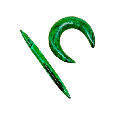 Pinza de tabique tribal de cristal de malaquita y espiga Naga piercing corporal medidor de joyería Foto 1 de 4