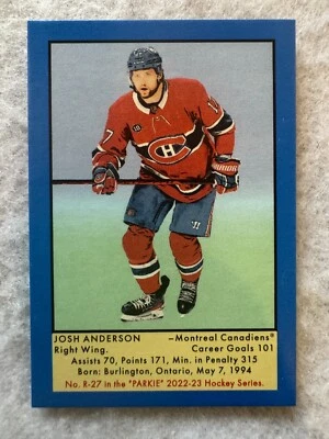 2022-23 UD Parkhurst Champions Josh Anderson Blue Mini Parkie #R-27 Canadiens - Image 1 of 2