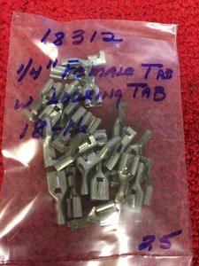 18312 VACO S18-16 AWG TERMINALS NON-INSUL 1/4" FEMALE TAB W LOCKING TAB 25 PCS - Picture 1 of 1