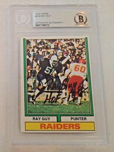 Autographed Signed BAS Rookie Card RC 1974 Topps RAY GUY Raiders Slabbed NFL HOF