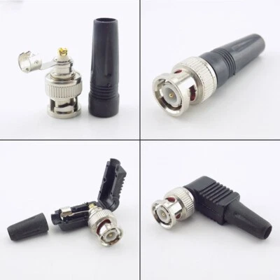BNC Male Connector Plug Twist-on RF Coaxial for RG59 90 degree Camera Video - Image 1 of 4