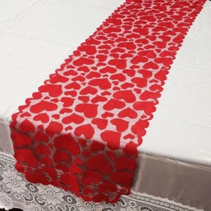 Valentines Day Red Heart Table Runner Tablecloth Table Decoration - Picture 1 of 7