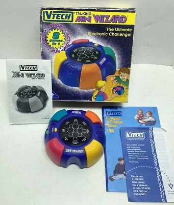 VTECH 8-in-1 TALKING MINI WIZARD Handheld Game 1997 - WORKS -W/BOX MANUAL - Image 1 of 4