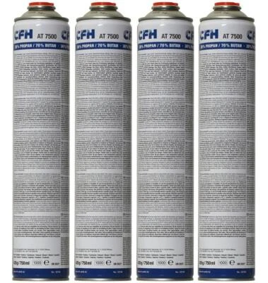 4x CFH Universalgas AT7500 420g 750ml Gaskartusche Gas 7/16" EU Gewinde - Bild 1 von 4