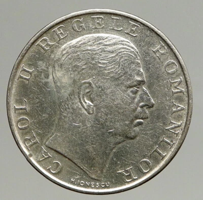 1939 ROMANIA King Carol II Shield VINTAGE Silver 250 Lei Romanian Coin i93522 - Image 1 of 3