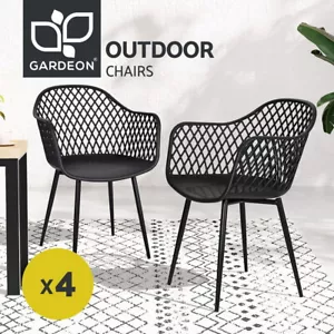 Gardeon 4PC Outdoor Dining Chairs PP Lounge Chair Patio Furniture Garden Black - Picture 1 of 8