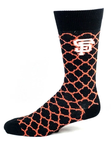 San Francisco Giants Baseball Black & Orange Quatrefoil Crew Socks Cover
