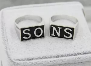 Sons Of Anarchy Rings Men Rock Punk Harley Silver Gold Ring 2 Pieces Size 8-13 R - Picture 1 of 6