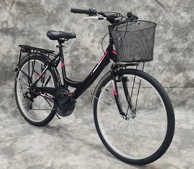 26 ZOLL DAMEN CITYRAD 21-GANG SHIMANO & LICHT & KORB SCHWARZ-PINK NEU 2608 - Bild 1 von 4