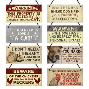 Novelty Animal Pet Plaques Signs DOG CAT CHICKEN Sign Animal Lover Gifts Funny - Picture 1 of 10
