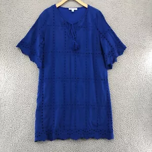 Vestido She + Sky Mujer Pequeño Azul Cambio Ojales Encaje Mini Cuello en V Borlas Boho - Imagen 1 de 9