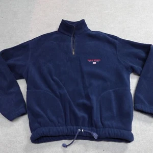 Vintage Polo Sport Sweater Small Blue Solid 1/4 Zip Fleece - Picture 1 of 8