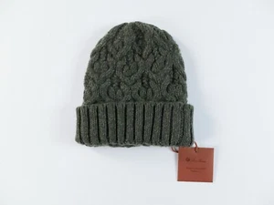 (KEINE ZOLLSTEUER) LORO PIANA Penhill grün reines Baby Kaschmir Beanie Mütze Einheitsgröße - Bild 1 von 5