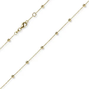 3mm Kügelchen Ankerkette Halskette Kette Collier aus 585 Gold Gelbgold 42-45cm - Bild 1 von 5