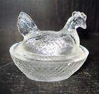 Vintage Glass Open Salt Cellar Figurine Sparkling Hen Design Nr