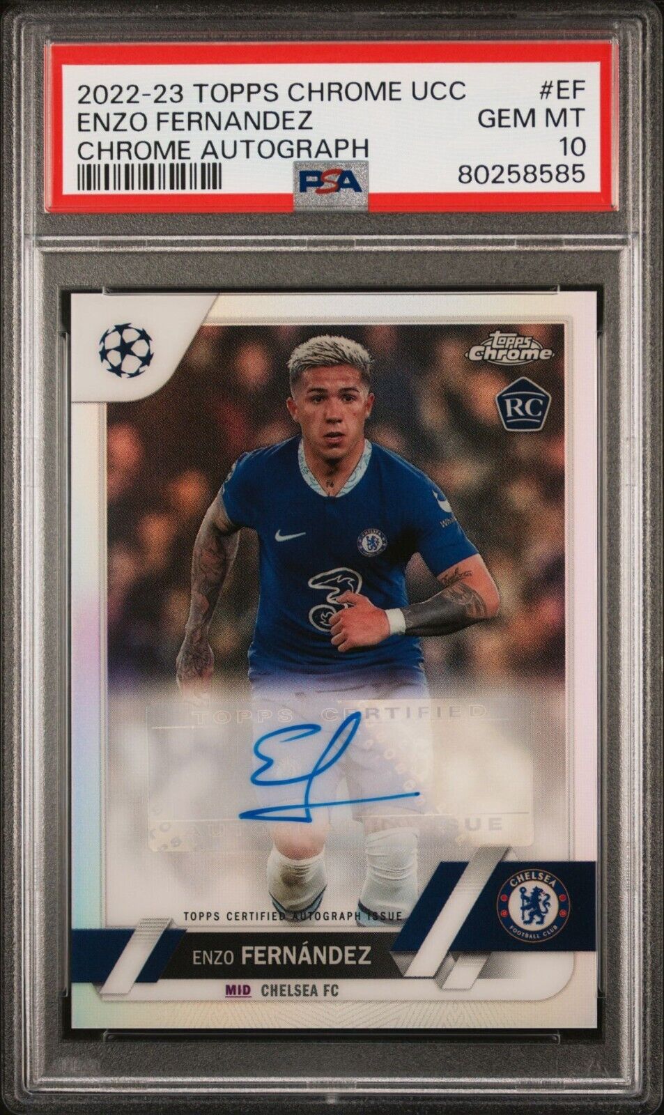 2022-23 Topps Chrome UEFA UCC Enzo Fernandez Auto PSA 10 Gem Mint RC Chelsea