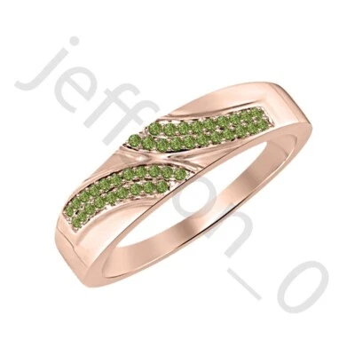 0.40 Ctw Created Tourmaline 14K Rose Gold Over Anniversary Band Ring For Men's - Image 1 of 4